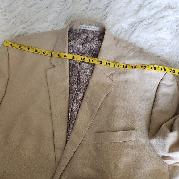 Chaps Blazer Sportcoat Mens‎ Sz 48L Beige Linen Blend 2 Button Center Vent - Picture 13 of 14